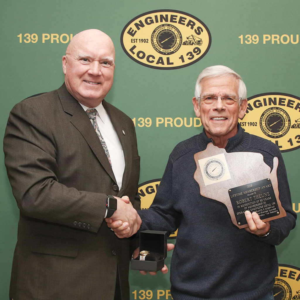50-Year member Robert Theune pictured with Terry McGowan
