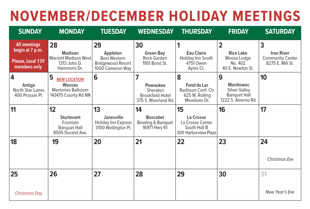 2022 Holiday Meetings