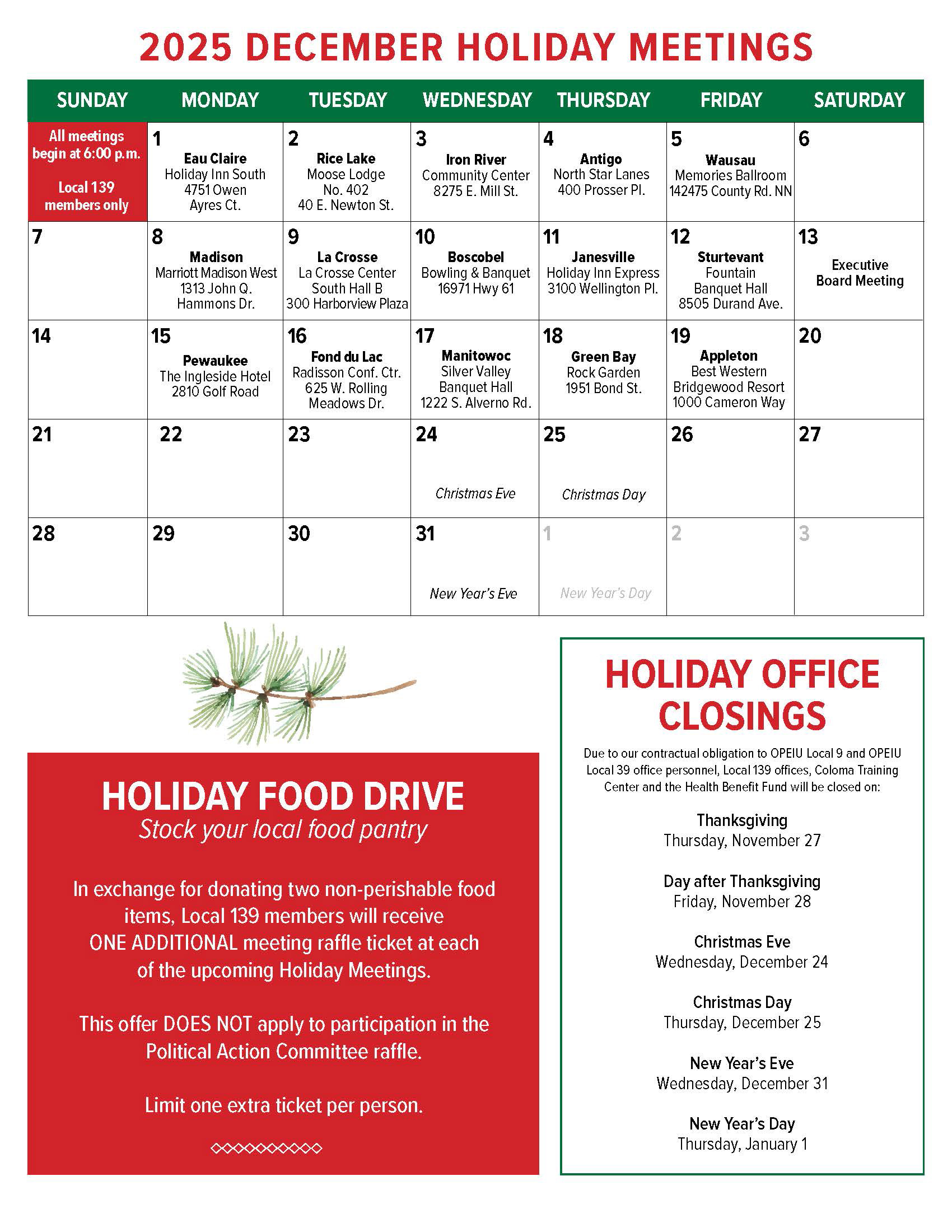 2025 December Holiday Meetings
